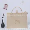 Bolso de Mano de Gato de Fieltro Nuevo Lindo Oso de Dibujos Animados Simple Color Sólido Bolsa de Compras Gran Capacidad Bolso Tote Portátil