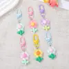 Chaveiro de contas estilo Ins com flores coloridas translúcidas, chaveiro de contas fresco e feminino com um pingente atmosférico