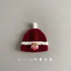 Toucas de Natal e Ano Novo com Listras Vermelhas e Brancas para Bebês Meninos e Meninas, Toucas de Lã de Inverno Fofas para Crianças com Proteção para as Orelhas