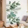 Hs4518N Pegatinas de Pared de Plantas Tropicales Verdes para Acuarela Hoja de Palma Monstera Estilo Fresco Simple Pegatinas de Decoración de Pared