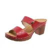 Chinelos de Salto Alto para Mulheres 2024 Verão Novo Estilo Europeu e Americano Comércio Exterior Tamanho Grande Moda Salto Bloco Peep-Toe Sandálias Modernas Atacado