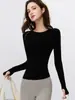 Ropa de Yoga Personalizada Ajustada de Manga Larga, Ropa Deportiva de Secado Rápido Ajustada para Correr, Entrenamiento y Fitness, Camisetas Deportivas de Pilates para Mujer