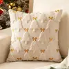 Funda de Almohada Popular Navideña Transfronteriza con Lazo Navideño y Bordado de Estrella de Cinco Puntas, Cojín para Sofá, Funda de Almohada para Decoración del Hogar