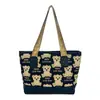 Bolso de Lona Estampado de Oso para Mujer 2025 Nueva Moda Bolso de Hombro Gran Capacidad Lindo Bolso de Lona Venta Caliente Portátil