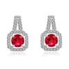 Pendientes de diamantes grandes engastados en quilates con microincrustaciones de estilo coreano, muy populares, con diamantes cuadrados y del mismo estilo, para mujer.