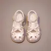 Sandálias de bico fechado para meninas verão novo sapatos de princesa de sola macia para crianças menina laço bebê antiderrapante sapatos de praia