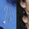 Pendientes de plata de ley s925, pendientes coreanos de estrella, luna y diamantes, pendientes de moda para mujer, Huang Fubo
