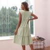Vestido de algodón y lino sin mangas de color liso para mujer, de Amazon Independent Station, Comercio Exterior, Verano 2023, Europa y América, transfronterizo, para mujer