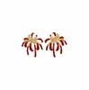 Pendientes de Fuegos Artificiales Rojos para Nochevieja para Mujer, Pendientes Florales de Zirconia Nuevos Únicos de Nicho, Lujo Ligero, Gama Alta, Pendientes Elegantes