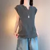 Chaleco de Espiga Estilo Americano con Cuello en V para Hombres y Mujeres, Camiseta Deportiva de Verano sin Mangas para Fitness, Corte Limpio de Manga Corta de Peso Pesado