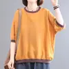 Camiseta básica de algodão e linho 130g, corte solto. Estampa termocolante impressa, estilo regular, outro China