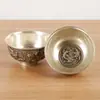 Coleção Antiga Alívio Antigo Inlaid Jade Prata Velha Tigela Atacado Decorações para Casa e Escritório Tigela Banhada a Prata Sólida