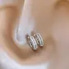 Pendientes de doble capa con incrustaciones de circonita de cobre, pendientes para mujer, pendientes de temperamento explosivo, pendientes para ir al trabajo, diseño de nicho, cierre de oreja de alta gama