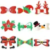 Pasador Pinza para el Cabello con Lentejuelas Lazo Navideño Pinza de Pato Accesorios para el Cabello de Dibujos Animados Navideños para Niños Cuernos de Reno Lazo
