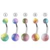 Nuevo piercing para el ombligo de resina arrugada de Amazon AliExpress, acrílico multicolor degradado, joyería para piercing en el ombligo.