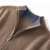 Cárdigan de Lana para Hombre, Bloque de Color Cuello Redondo Versátil Cachemir Holgado Suéter, 23 Nuevo Punto de Otoño/Invierno Chaqueta de Punto para Hombre