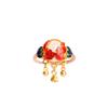 [Otoño e Invierno nuevo] diseño nicho cloisonné chapado en oro antiguo pulsera perla capullo de flor anillo retro anillo