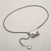 Estilo Tweed Cadena Metálica Bolso Pequeño Cadena para Cinturón Accesorios Bolso Cruzado para Mujer Cinturón Acolchado Bolso de Cintura Bolso para Auriculares Falda Decorativa