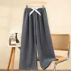 Pantalones de dormir de algodón nube para mujer, nuevo estilo de verano, pantalones caseros a cuadros tejidos de colores, pantalones casuales de pierna ancha y finos que se pueden usar afuera