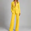 Traje casual europeo y americano, top de cuello de moda ajustado, blazer, pantalones de pierna ancha de color liso, ropa de mujer transfronteriza de Amazon