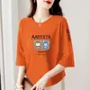E-commerce Transfronteiriço Comércio Exterior Mãe Manga Sete Gola Redonda Camada Base Solta Modelador Estampa Estiloso Tendência Redutor de Idade Top