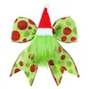 Decoración de Lazo Navideño Popular Europea y Americana Transfronteriza Puntos Rojos y Verdes Monstruo de Pelo Verde Gorro Navideño Colgante Decorativo para Árbol de Navidad