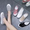 Zapatos de Lona para Mujer, Ropa Exterior de Moda, Tenis Casuales Slip-On de Caña Baja para Estudiantes, Estilo Perezoso, Versátil Suela Plana, Blanco