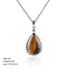 Pingente de Cristal Natural em Forma de Gota d'Água Transfronteiriço com Corrente de Clavícula de Cobre Cravejada de Diamantes, Colar de Cristal de Ametista Natural em Forma de Gota d'Água
