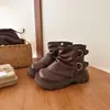 Botas de moda de corte bajo con cremallera lateral para niñas, colección otoño/invierno 2026 para niños, retro, sencillas, versátiles, botas de suela plana