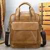 Bolsa Masculina de Couro Genuíno Nova Bolsa de Mão de Couro de Primeira Camada Vertical Casual para Documentos A4 Bolsa Transversal de Ombro Bolsa Masculina