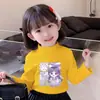 Y2145# Camiseta de Manga Longa para Meninas Jaqueta Primavera e Outono Camisa Base De Veludo Gola Semi-alta Roupas de Outono para Meninos e Meninas Camiseta Quente