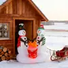 Muñeco de Nieve Hoguera Combinación Navidad LED Inflable Festivo Transfronterizo Patio Festivo Inflable Poliéster Decoración