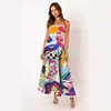 Verano 2024 nuevo vestido elegante de tirantes tipo tubo con costuras de encaje de color liso y falda amplia -88106
