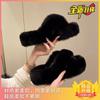 Chinelos felpudos de tira cruzada com sola grossa atacado sapatos femininos outono e inverno uso externo muffin sola baixa grossa aumento de altura sola macia chinelos de algodão domésticos