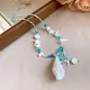 Collar Redondo de Concha Estilo Isla Romántico, Lujo Ligero y Sensación de Alta Gama, Cadena para Clavícula, Accesorio Versátil de Nicho para Vacaciones en la Costa para Mujeres