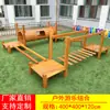 Estructura de escalada para jardín de infantes Equipamiento de juego exterior para niños Combinación de tobogán grande de madera Juguetes de escalada de madera maciza para exteriores
