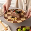 Bandeja de Madera Japonesa Bandeja de Té Casera Bandeja Redonda para Frutas y Pasteles Bandeja para Snacks Soporte para Tazas Taza de Agua Bandeja de Té Bandeja de Almacenamiento