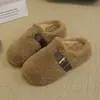 Pantuflas de punta Birkenstock de suela gruesa con pelo para mujer, para exteriores, nuevo estilo invierno 2026, pantuflas de nieve, sin cordones, pantuflas de algodón con felpa