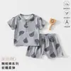 Conjunto para bebé de algodón puro, estilo casual de verano fino, ropa unisex para bebé, ropa interior infantil, Clase A, conjunto de dos piezas con camiseta de manga corta y pantalones cortos