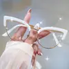 Nuevo Marco de Gafas Estilo Ojo de Gato Europeo y Americano Gafas de Lectura Diarias Elegantes Personalizadas para Mujer, Gafas sin Graduación Anti-Luz Azul