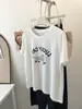 Camiseta Feminina Curta Estilo Coreano Jovem com Estampa de Gato, Verão Solta Casual Ombro Normal Algodão Floco de Neve