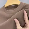 Playera de manga larga al por mayor para hombre, suéter holgado de cuello redondo para otoño e invierno, camisa básica de terciopelo, ropa cálida para otoño