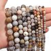 Ventas Directas de Fábrica Ágata Hoja de Bambú Cuentas Redondas Ágata Cuentas Sueltas Pulsera Collar Accesorios para Joyería DIY Productos Semi-Terminados Mayoreo
