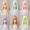 Peluca para Muñeca Seda Suave Figura BJD SD Vestir Estilismo Flequillo Largo de Colores Rizos de Lana Peluca Cubrecabezas