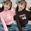 Roupa Fofa de Desenho Animado para Bebê Menina com Gola Alta Meia Manga Camada Interna Macia Estilo Outono e Inverno Camisa Térmica de Veludo para Meninas