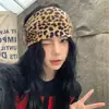 Estilo Chica Dulce y Fresca Picante Otoño e Invierno Diadema Deportiva Estampado de Leopardo Diadema Elástica Ancha Nudada Estilo Europeo y Americano Pañuelo para la Cabeza Absorbente de Sudor