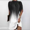 2026 Amazon Verano Moda Femenina Transfronteriza Más Vendido Floral Cuello Redondo Holgado Mangas Murciélago Vestido