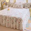 Nuevo Estilo 2024 Juego de Tres Piezas de Falda de Cama 100% Algodón Colcha de Una Pieza Sábana de Cama 100% Algodón con Volante Estilo Coreano Protector de Cama General para Cuatro Estaciones