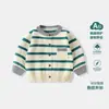 Suéter Colorido em Blocos para Crianças Outono e Inverno Novo Estilo Cardigã Tricotado Listrado Casual Top para Meninos e Meninas Jaqueta de Primavera para Bebês e Crianças