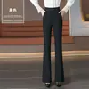 Pantalones de Campana para Primavera y Otoño Cintura Alta Nuevo Estilo 2025 Elásticos Sueltos Caída Versátiles Casuales Pantalones de Traje de Alta Gama para Mujer